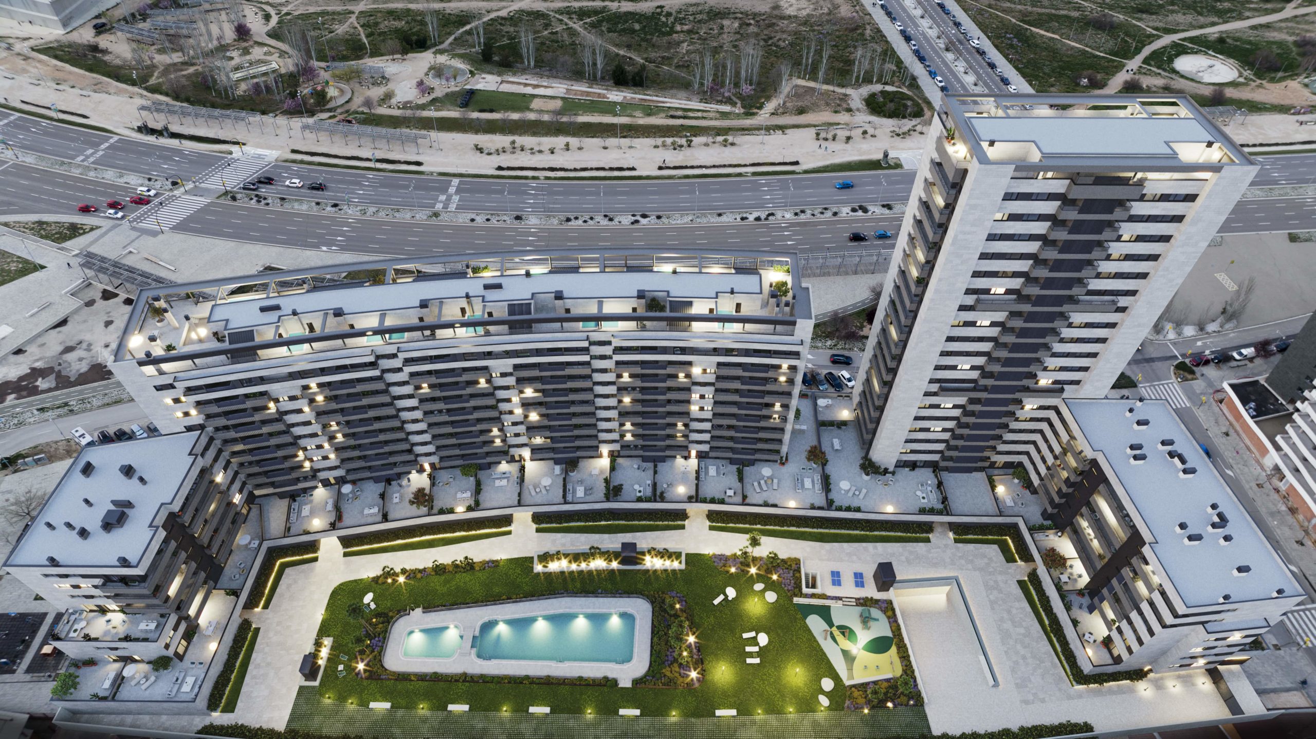 adarve residencial zona nocturna